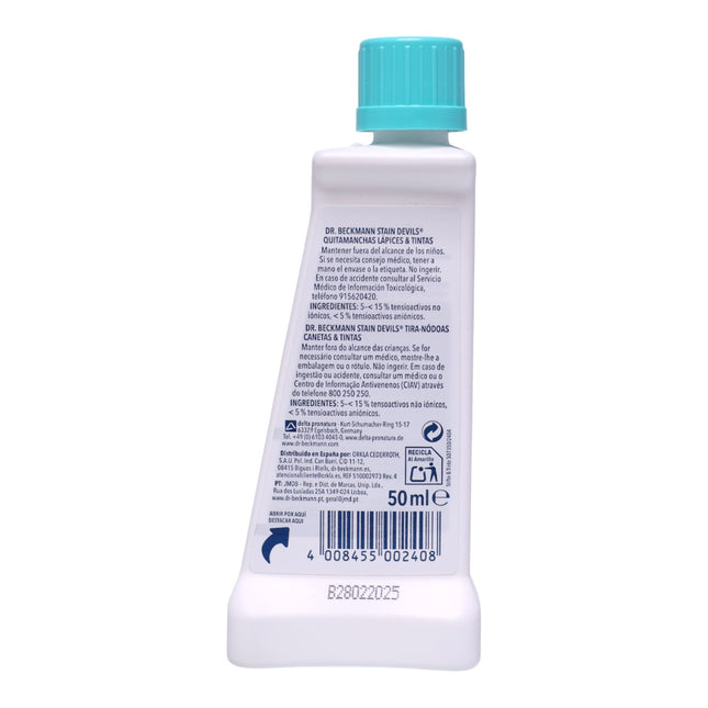 Dr. Beckmann Stain Devils Quitamanchas Lápices y Tintas 50 ml – elimina manchas de bolígrafo, rotulador y marcador en ropa y textiles lavables