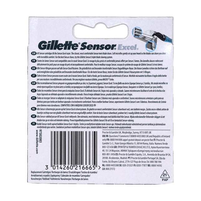 Gillette Sensor Excel – 10 cuchillas de recambio (double blade) para afeitado cómodo con micro-fins