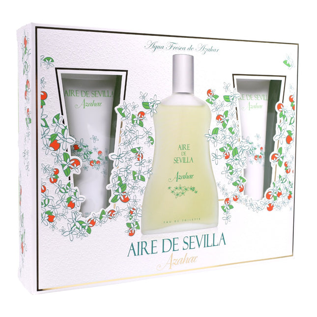 Aire de Sevilla Azahar – Estuche Regalo Mujer con Eau de Toilette 100 ml + Crema Corporal 100 ml + Gel de Ducha 100 ml | Aroma floral cítrico de azahar