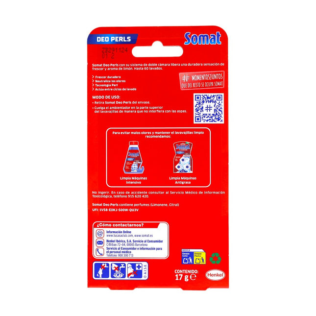 Somat Deo Duo-Perls Ambientador para Lavavajillas – 60 lavados, aroma limón & naranja, neutraliza olores