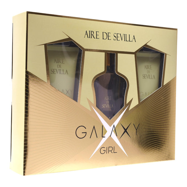 Aire de Sevilla Galaxy Girl – Set regalo mujer: Eau de Toilette 150 ml + Gel de Ducha 100 ml + Crema Corporal 100 ml | Estuche de perfumería