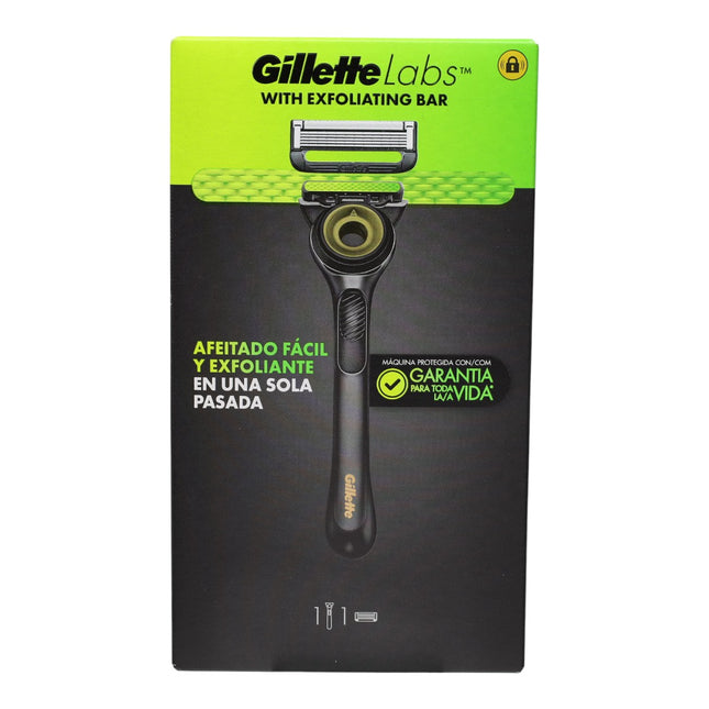 Gillette Labs Máquina de Afeitar con Barra Exfoliante Integrada – Afeitado Fácil y Exfoliante en una Sola Pasada – Tecnología FlexDisc – Garantía de por Vida