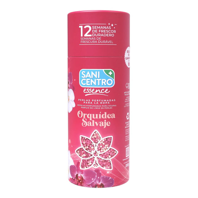 SaniCentro Essence Perlas Perfumadas para la Ropa – Orquídea Salvaje, 200 g | Hasta 12 semanas de frescor | Intensificador de fragancia para lavadora