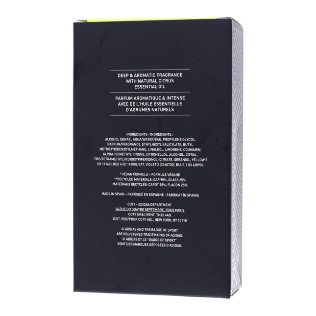 Adidas Pure Game Eau de Toilette Hombre 100 ml | Fragancia profunda y aromática con aceite esencial cítrico | Fórmula vegana