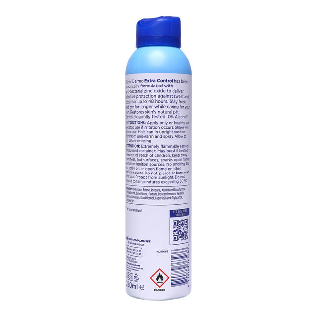 Sanex Dermo Extra Control Spray 48h 250 ml – Desodorante antitranspirante de máxima protección, efecto seco duradero, 0 % alcohol y pH respetuoso