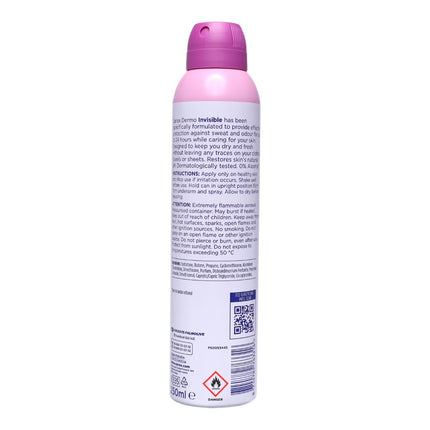 Sanex Dermo Invisible Desodorante Antitranspirante 250 ml – Protección 24 h sin marcas en ropa blanca o negra, 0 % alcohol, pH balanceado, dermatológicamente testado