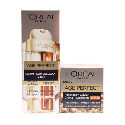 L’Oréal Paris Age Perfect Le Duo + Crema Día SPF30 – Rutina rejuvenecedora con sérum y crema antiedad