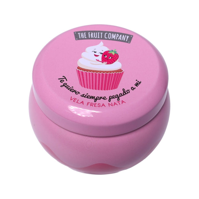 The Fruit Company Vela Aromática Fresa Nata 150 g ''Te quiero siempre pegado a mi'' – Lata Metálica 40 h