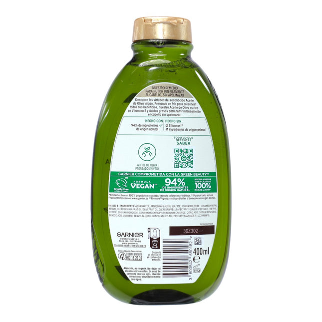Garnier Original Remedies Champú Nutrición Extrema Oliva Mítica 400 ml | Cabello Seco y Dañado | Con Aceite de Oliva Virgen, 94% Origen Natural, Sin Siliconas