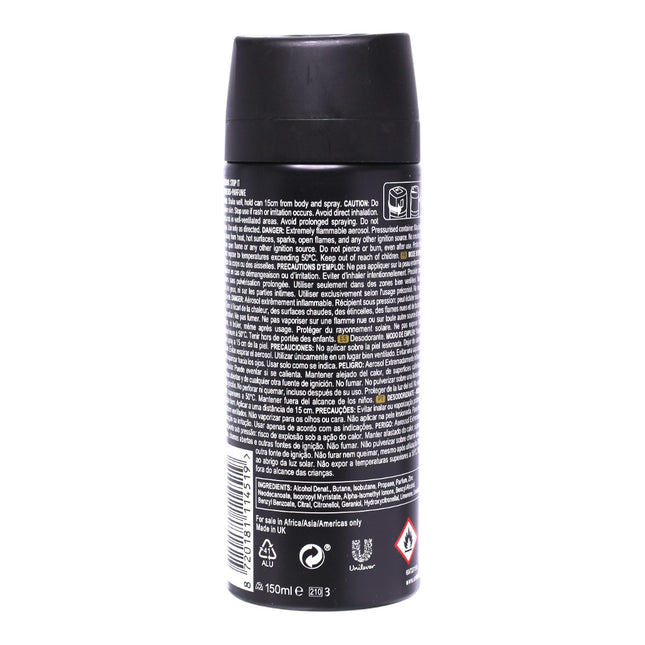 AXE Gold Desodorante Body Spray Hombre 150 ml – Frescura hasta 48 h con aroma de Madera de Oud y Vainilla Fresca | Control del olor | Spray fácil y duradero