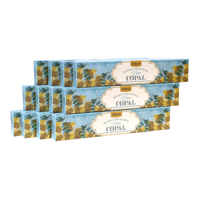 Tulasi Incienso Copal Puro –Varillas de Incienso Masala Exclusiva, Aroma Equilibrante y Relajante 12 cajitas de 15 gramos