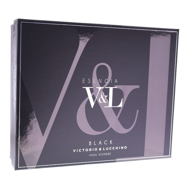 Victorio & Lucchino Esencia V&L Black Set para Hombre – Eau de Toilette 100 ml + Desodorante Spray 150 ml | Aroma intenso amaderado-especiado | Estuche regalo elegante y práctico