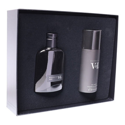 Victorio & Lucchino Esencia V&L Black Set para Hombre – Eau de Toilette 100 ml + Desodorante Spray 150 ml | Aroma intenso amaderado-especiado | Estuche regalo elegante y práctico