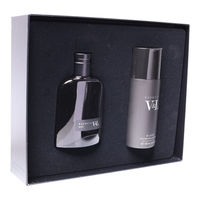 Victorio & Lucchino Esencia V&L Black Set para Hombre – Eau de Toilette 100 ml + Desodorante Spray 150 ml | Aroma intenso amaderado-especiado | Estuche regalo elegante y práctico