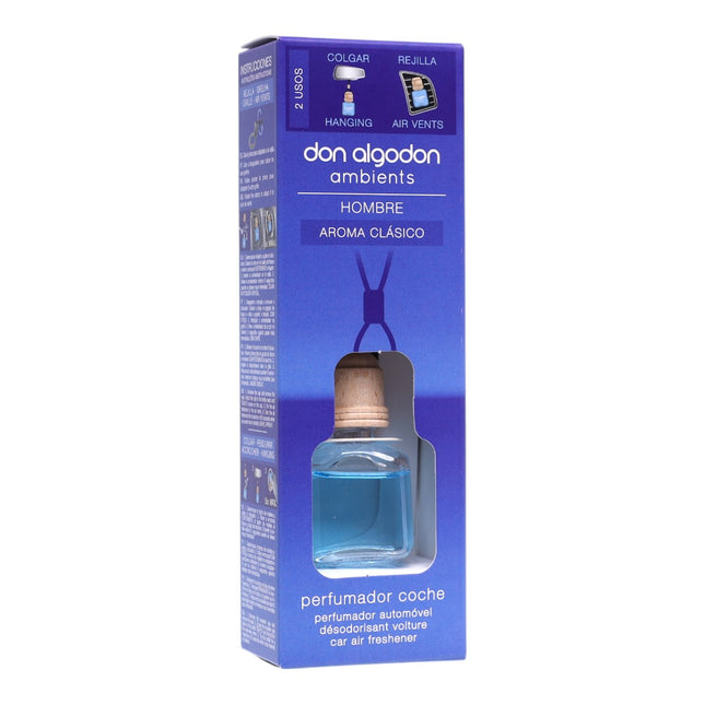 Don Algodón Ambientador Coche Hombre Aroma Clásico – Perfume Colgante para Automóvil – Fragancia Masculina Duradera – 5 ml