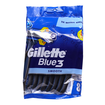 Gillette Blue3 Smooth Maquinillas Desechables para Hombre, Pack 8 Uds