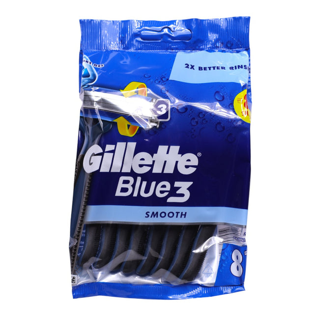Gillette Blue3 Smooth Maquinillas Desechables para Hombre, Pack 8 Uds