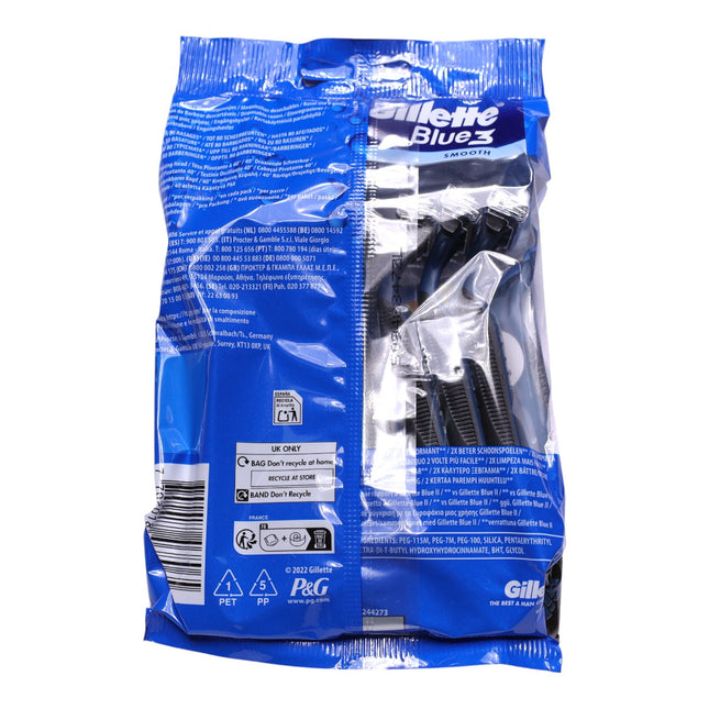 Gillette Blue3 Smooth Maquinillas Desechables para Hombre, Pack 8 Uds