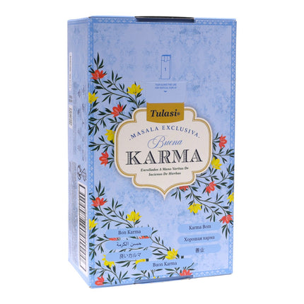 Varillas de incienso Tulasi Buena Karma – Varillas de Incienso Masala Exclusiva, Aroma Equilibrante y Relajante 12 cajitas de 15 gramos