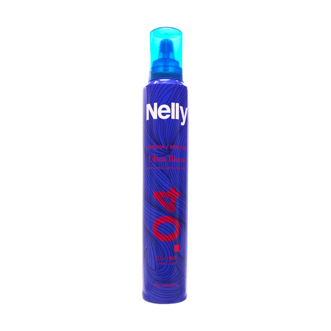 Nelly Espuma Fijación Extra Fuerte 04 – Espuma Capilar Profesional, Control Duradero sin Acartonamiento, Brillo Natural, 250 ml