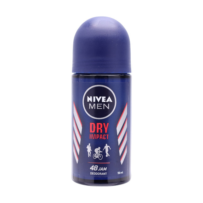 Nivea Men Desodorante Roll-On Dry Impact – Protección 48h Antitranspirante para Hombre, 50 ml