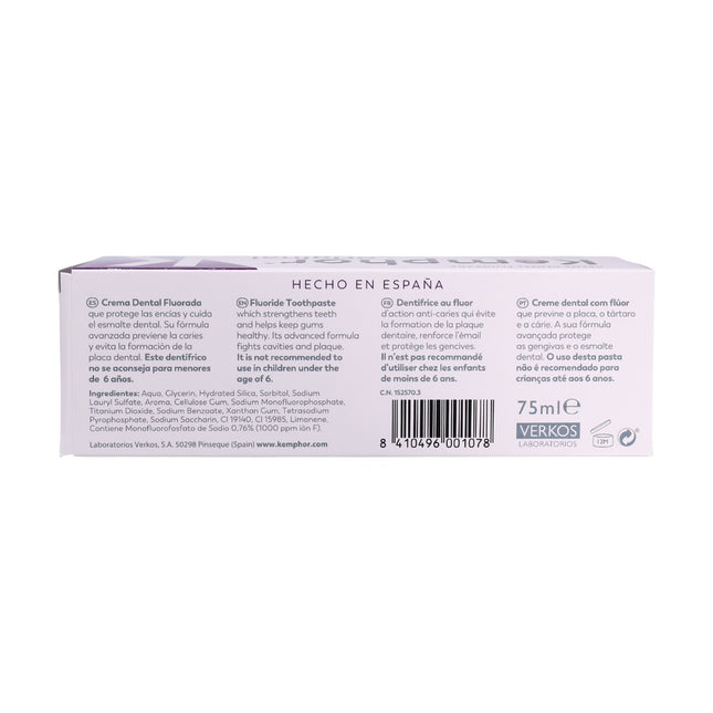Kemphor Original Crema Dental Fluorada 75 ml – Protección de Encías y Cuidado del Esmalte Dental, Pasta de Dientes Anticaries con Sabor Refrescante