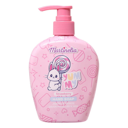 Martinelia Jabón de Manos Infantil Strawberry 250 ml, Gel Lavamanos con Dosificador, Aroma Fresa, Diseño Infantil Rosa, Higiene Diaria para Niños