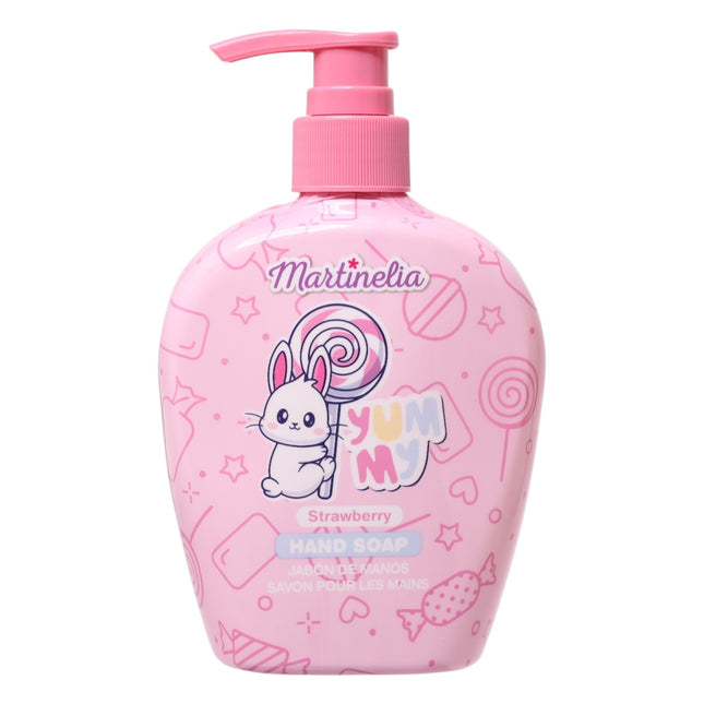 Martinelia Jabón de Manos Infantil Strawberry 250 ml, Gel Lavamanos con Dosificador, Aroma Fresa, Diseño Infantil Rosa, Higiene Diaria para Niños