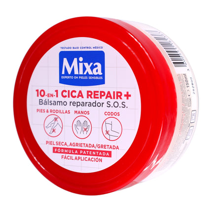 Mixa Bálsamo Reparador 10-en-1 Cica Repair+ con Glicerina, Urea y Alantoína – Hidratante Intensivo para Piel Seca, Manos, Codos, Pies y Rodillas – 150 ml