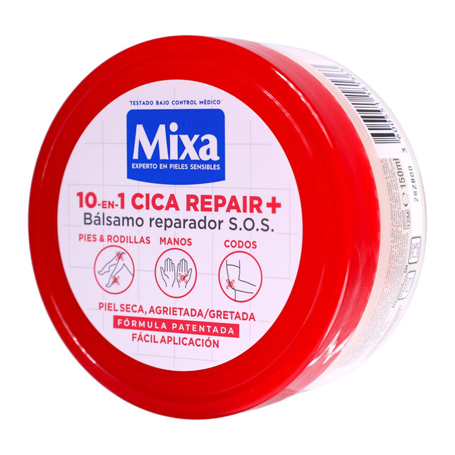 Mixa Bálsamo Reparador 10-en-1 Cica Repair+ con Glicerina, Urea y Alantoína – Hidratante Intensivo para Piel Seca, Manos, Codos, Pies y Rodillas – 150 ml