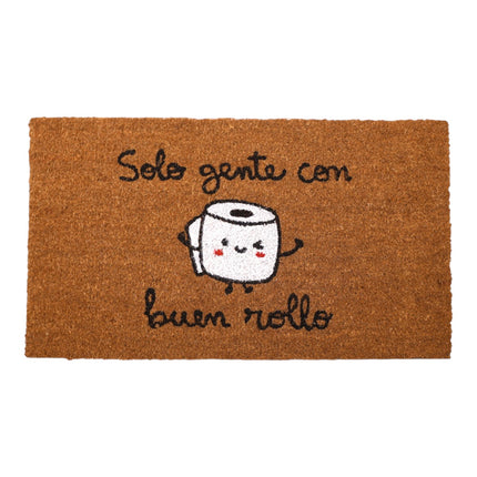 Felpudo Coco “Solo gente, con buen rollo” – 70×40 cm – Fibra de coco natural con base antideslizante PVC | Alfombrilla entrada interior/exterior protegido