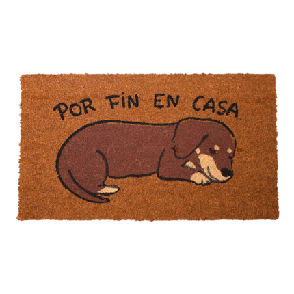 Felpudo Coco “Por fin en casa” – 70×40 cm – Fibra de coco natural con base antideslizante PVC | Alfombrilla entrada interior/exterior protegido