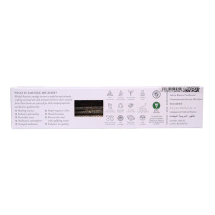 Blissful Botanics Pack de 6 cajas de 8 palitos de Incienso Cleansing White Sage, Varillas Aromáticas Artesanales con Hierbas Reales, Aroma Salvia Blanca Limpiadora, Incienso de Larga Duración para Hogar y Ambiente