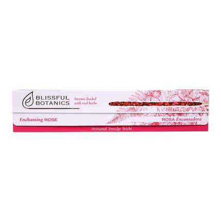 Blissful Botanics Pack de 6 cajas de 8 palitos de Incienso Enchanting Rose, Varillas Aromáticas Artesanales con Hierbas Reales, Aroma Rosa Encantadora, Incienso de Larga Duración para Hogar y Ambiente