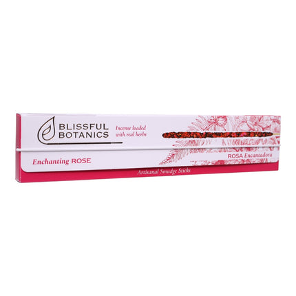 Blissful Botanics Pack de 6 cajas de 8 palitos de Incienso Enchanting Rose, Varillas Aromáticas Artesanales con Hierbas Reales, Aroma Rosa Encantadora, Incienso de Larga Duración para Hogar y Ambiente