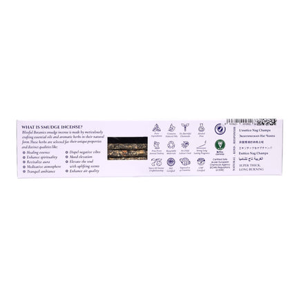 Blissful Botanics Pack de 6 cajas de 8 palitos de Incienso Exotic Naga Champa, Varillas Aromáticas Artesanales con Hierbas Reales, Aroma Naga Champa Exótico, Smudge Sticks de Larga Duración para Hogar