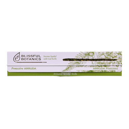 Blissful Botanics Pack de 6 cajas de 8 palitos de Incienso Protective Arruda, Varillas Aromáticas Artesanales con Hierbas Reales, Aroma Arruda/Ruda, Smudge Sticks de Larga Duración para Hogar
