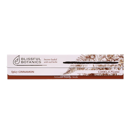 Blissful Botanics Pack de 6 cajas de 8 palitos de Incienso Spicy Cinnamon, Varillas Aromáticas Artesanales con Hierbas Reales, Aroma Canela Picante, Smudge Sticks de Larga Duración para Hogar