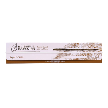 Blissful Botanics Pack de 6 cajas de 8 palitos de Incienso Regal Copal, Varillas Aromáticas Artesanales con Hierbas Reales, Aroma Copal Real, Smudge Sticks de Larga Duración para Hogar