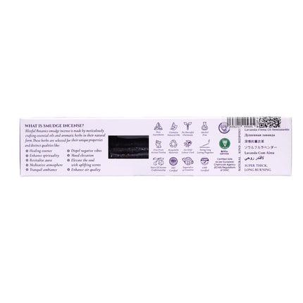 Blissful Botanics Pack de 6 cajas de 8 palitos de Incienso Soulful Lavender, Varillas Aromáticas Artesanales con Hierbas Reales, Aroma Lavanda Conmovedora, Smudge Sticks de Larga Duración para Hogar