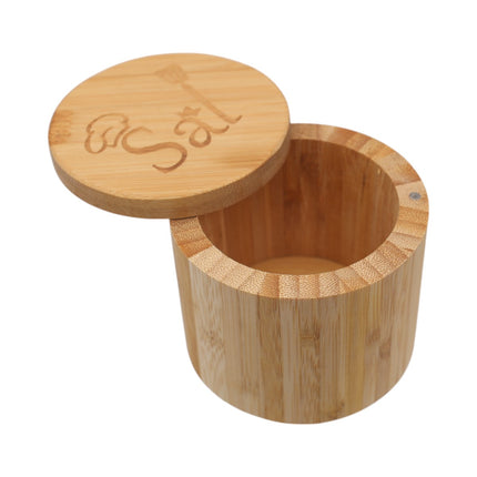 Salero de Bambú con Tapa de Apertura Lateral y Imán – Chef, Ø9.2 cm x 8 cm