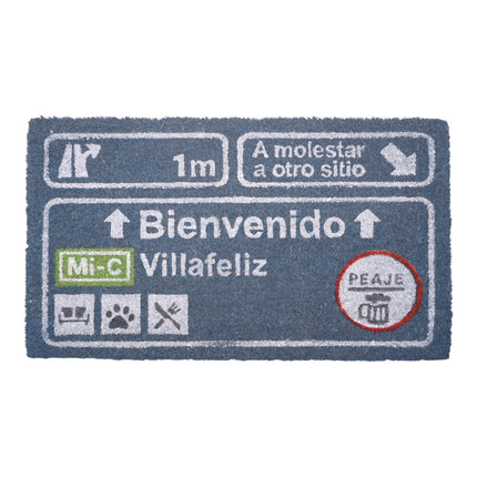 Felpudo Divertido 40x70 cm – “Bienvenido a Vilafeliz, a Molestar a Otro Sitio” | Fibra de Coco Natural con Base Antideslizante | Alfombra Original para Entrada