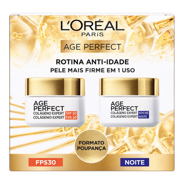 L’Oréal Paris Age Perfect Colágeno Expert Pack Rutina Antiedad, Crema Día SPF30 Anti-Flacidez + Crema Noche Reafirmante, Pack Ahorro 2 Unidades