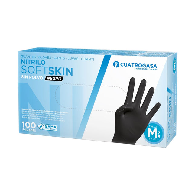 Guante de Nitrilo Dermolite Sin Polvo Negro Caja 100 Unidades Disponible en tamaños S/M/L