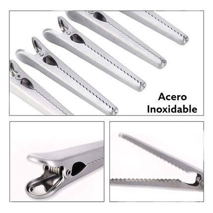 Bag Clamps Pack of 3 Small Bag Clamps Stainless Steel Bag Clamps Kitchen Bag Clamps Steel for Food, Coffee, Bread &amp; Snack Bags 8 cm 