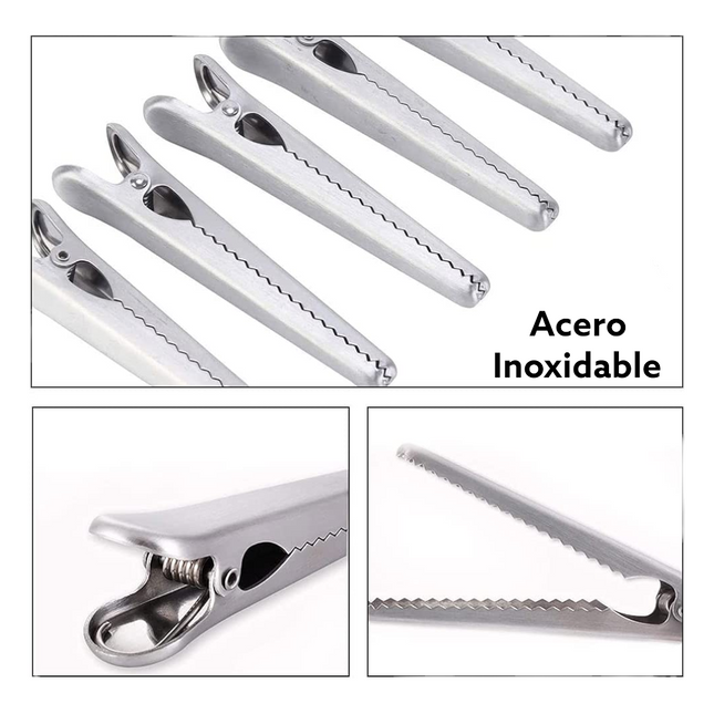 Bag Clamps Pack of 3 Small Bag Clamps Stainless Steel Bag Clamps Kitchen Bag Clamps Steel for Food, Coffee, Bread &amp; Snack Bags 8 cm 