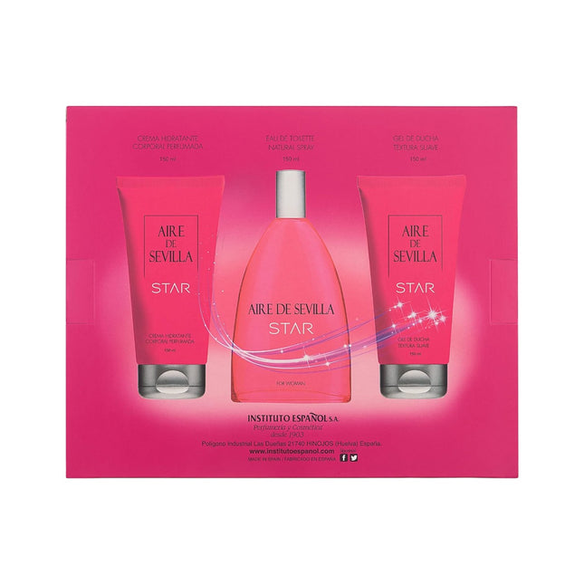 AIRE DE SEVILLA STAR Estuche de cosmética para mujer con Perfume Gel de ducha suave y Crema Hidratante corporal perfumada Cofre de regalo de ritual perfumado (150 ml cada uno)