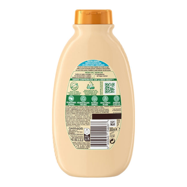 GARNIER ORIGINAL REMEDIES Champú nutritivo cremoso Elixir de Argán crema de almendras y aceite de Argán de Marruecos frasco para cabello muy seco y sin brillo 300 ml