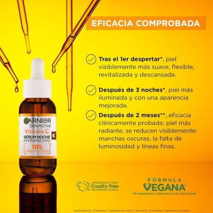 GARNIER Skin Active Vitamin C Anti-Stain Night Serum Anti-stain night serum increases luminosity and reduces fine lines 30 ml 