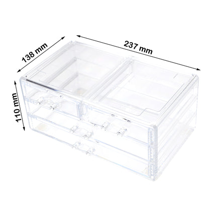 Acrylic Box Makeup Shelf Makeup Cosmetics Jewelry Organizer Clear Dressing Table with Non-Slip Base 
